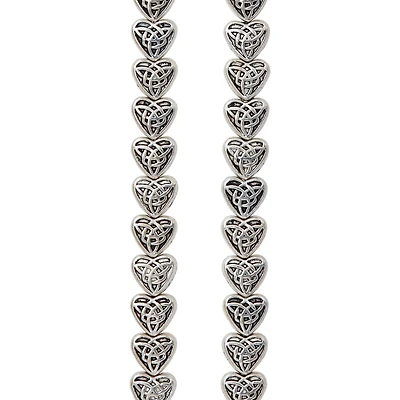 Antique Silver Carved Heart Beads, 8mm by Bead Landing™