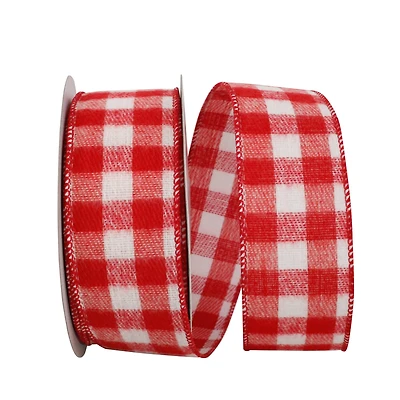 JAM Paper 2.5" x 20yd. Flannel Wired Gingham Check Ribbon