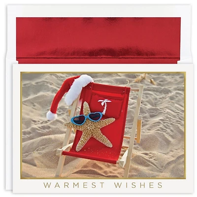 JAM Paper Starfish Santa Christmas Cards & Envelopes Set