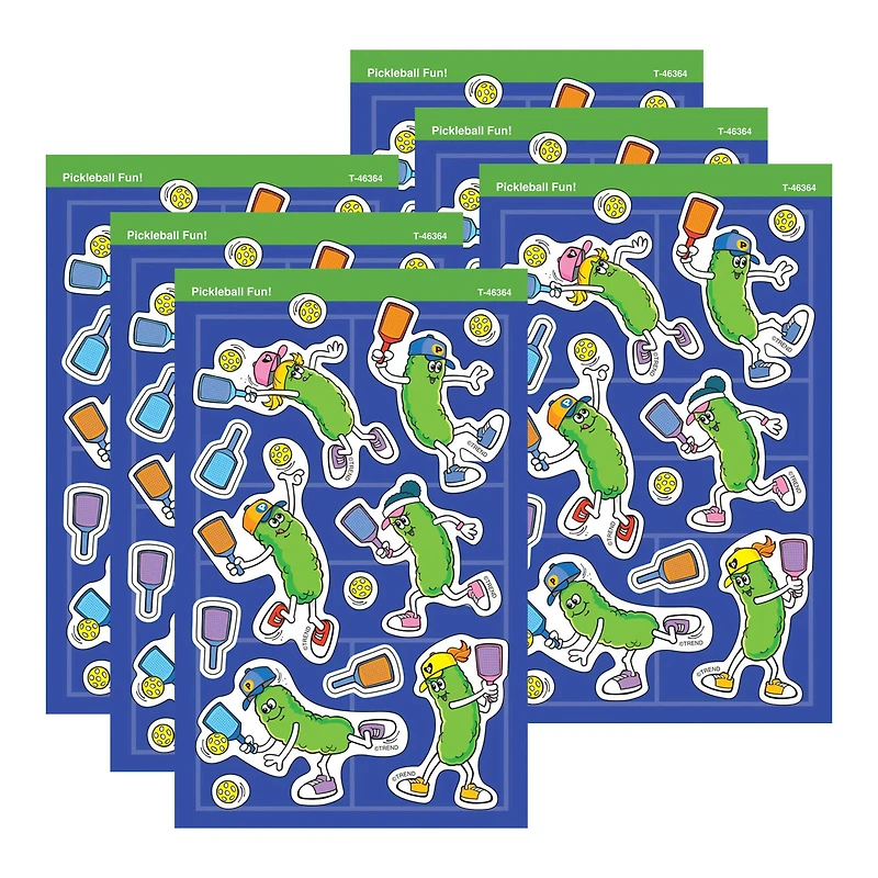 TREND Enterprises® Pickleball Fun! Super Shapes Stickers - Large, 6 Packs of 104
