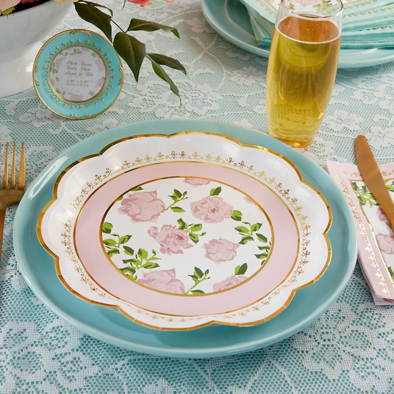 9" Pink Tea Time Whimsy Premium Paper Plates, 16ct.