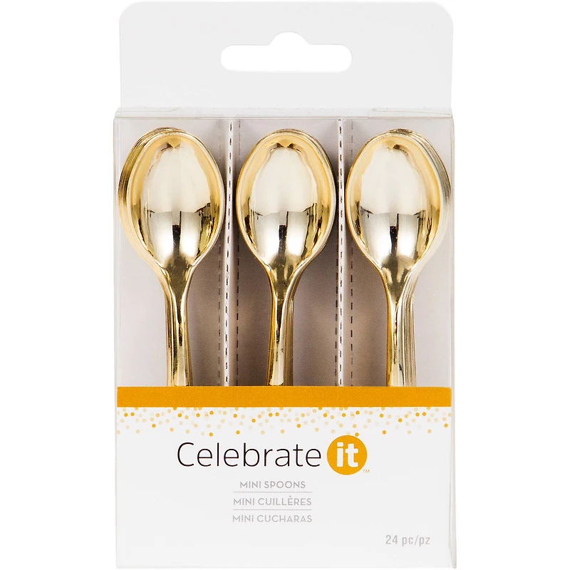 12 Packs: 24 ct. (288 total) Gold Mini Spoons by Celebrate It™