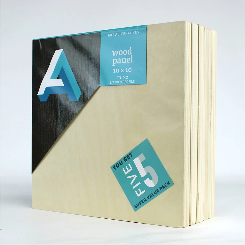 Art Alternatives 5 Pack 10" x 10" Value Pack Classic Studio Wood Panel