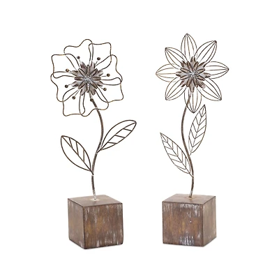 14.5" Metal Floral Décor Set