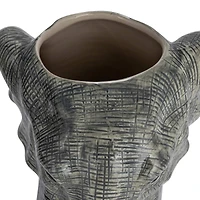 Hello Honey® 11" Gray & White Hand-Painted Decorative Stoneware Elephant Vase