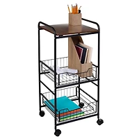 Honey Can Do Black & Natural 3-Tier Slim Rolling Cart