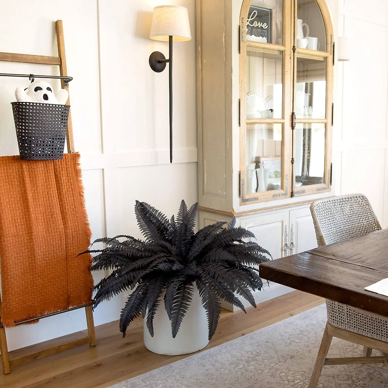 48in. Artificial Halloween Black Boston Fern - Set of 2