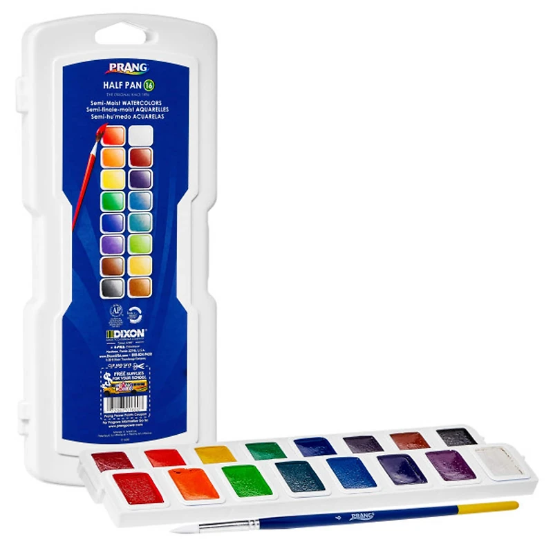 Prang® 16 Color Half Pan Watercolor Set with Brush, 2ct.