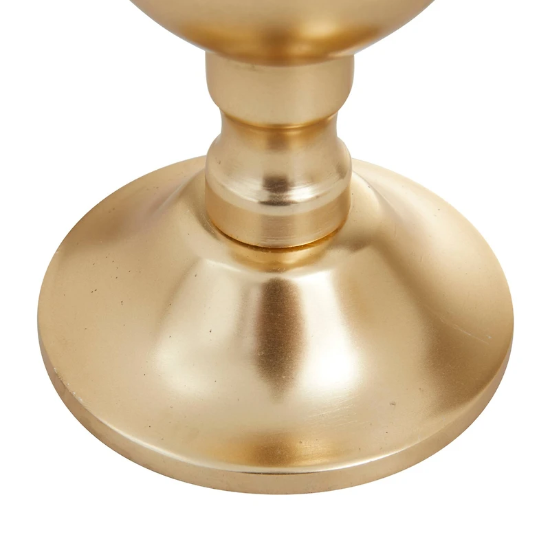 The Novogratz Set of 3 Gold Aluminum Transitional Candle Holders, 10" x 4" x 4"