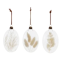 12 Pack 5.5" Natural Dried Floral Glass Ornaments