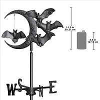 Design Toscano Roof Mount Crescent Moon Vampire Bats Metal Weathervane