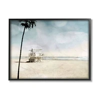 Stupell Industries Empty Beach Coast with Lifeguard Stand Framed Wall Art