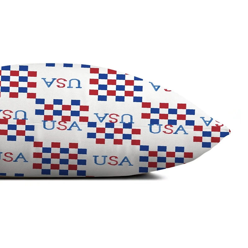 20" x 14" USA Check Pattern Indoor Outdoor Pillow