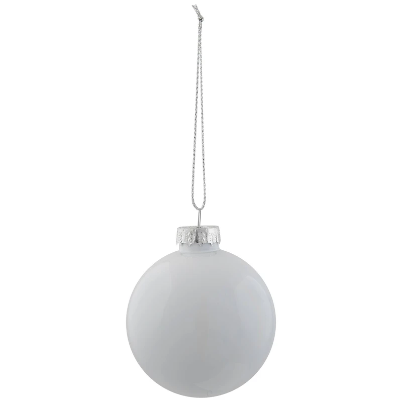 9ct. 2.5" Shiny & Matte White Glass Ball Ornaments