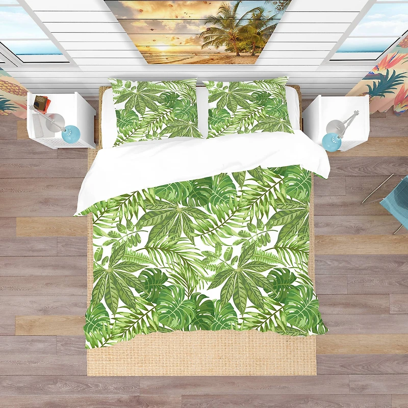 Designart 'Exotic Pattern with Tropical Leaves' Tropical Bedding Set