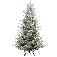6.5ft. Pre-Lit Real Touch™️ Flocked Little River Fir Artificial Christmas Tree, Clear Lights