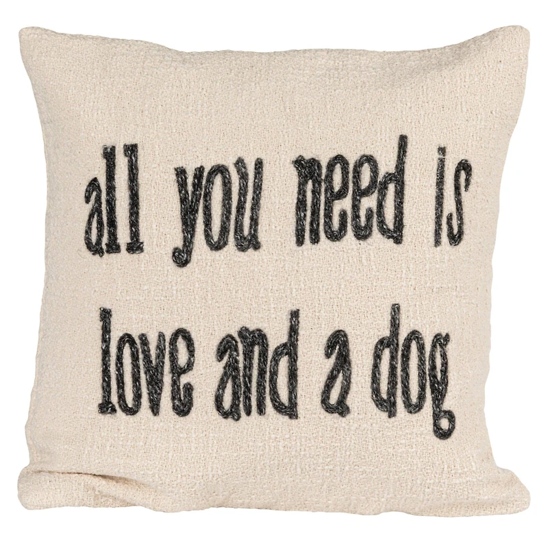 Hello Honey® All You Need White Square Cotton & Jute Pillow