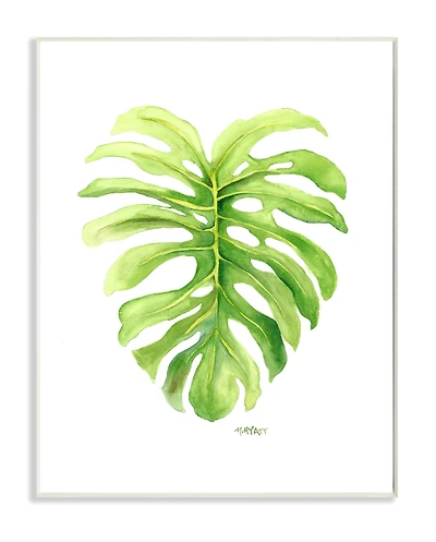 Stupell Industries Monstera Leaf Tropical Plant Over White Wall Plaque