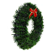 17" Pre-Lit LED Green Tinsel Artificial Wreath With Bow