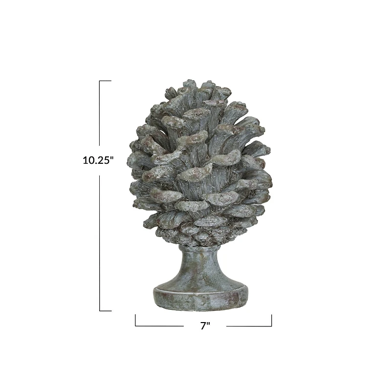 Hello Honey® 10.25" Round Verdigris Finish Pinecone Finial with Base