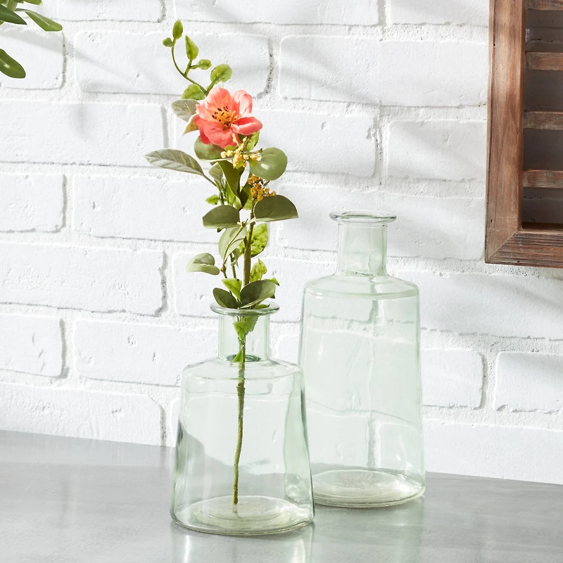 Sage Green Glass Bottle Vases Set