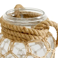 The Novogratz Brown Glass Coastal Lantern, 9" x 7" x 8"