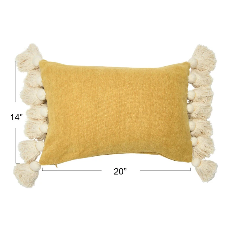 Hello Honey® Yellow Chenille Lumbar Pillow with Tassels