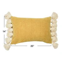 Hello Honey® Yellow Chenille Lumbar Pillow with Tassels