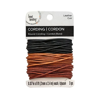 12 Pack: Multicolor Leather Round Cording by Bead Landing™
