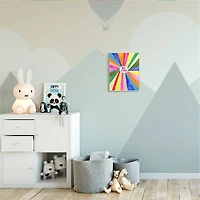 Stupell Industries Be Kind Phrase Rainbow Stripe Burst Wood Wall Plaque