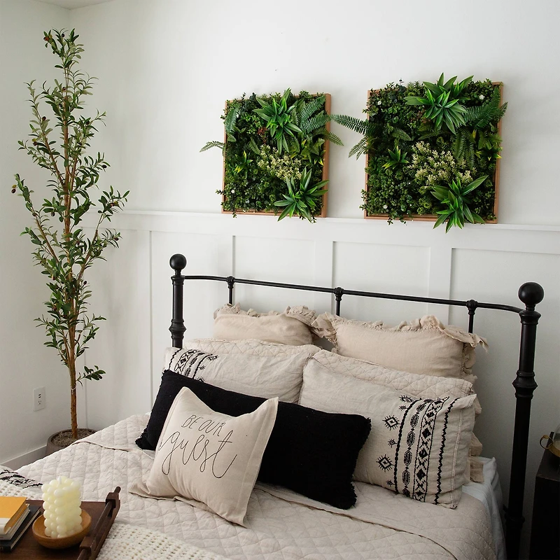 20" Framed Queensland Rainforest Artificial Living Wall Art Panel