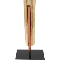 39" Gold Polystone Slim Leaf Abstract Sculpture with Black Metal Stand