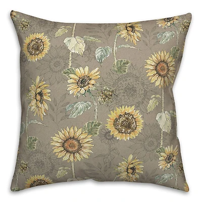 Sunflower Pattern Throw Pillow