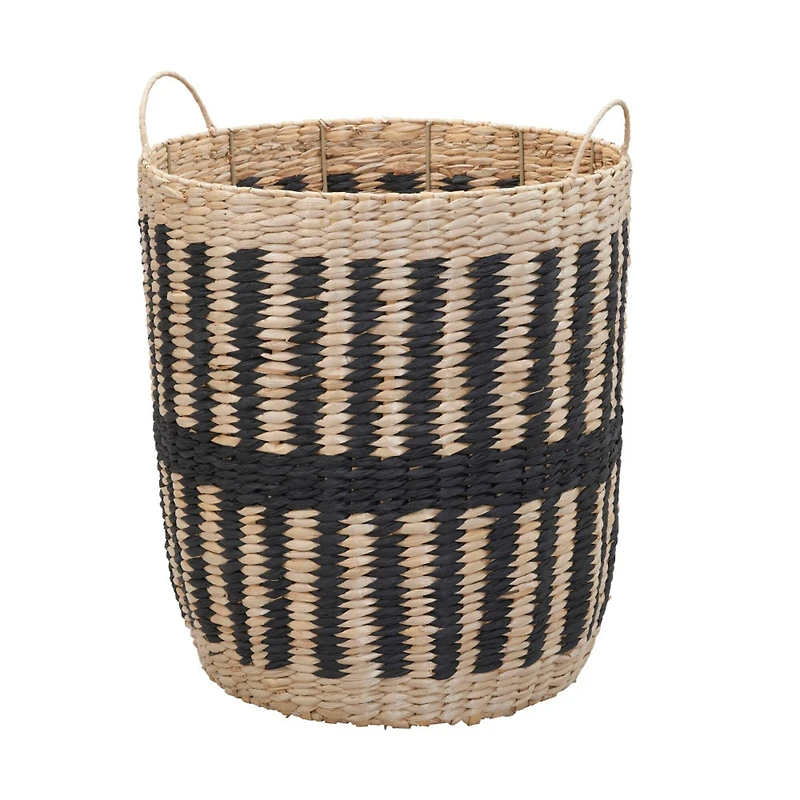 Household Essentials 20" Black & Natural Cattail & Paper Pillar Basket