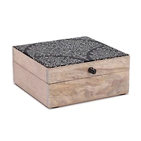 6" x 6.5" Mango Wood Box with Art Deco Lid