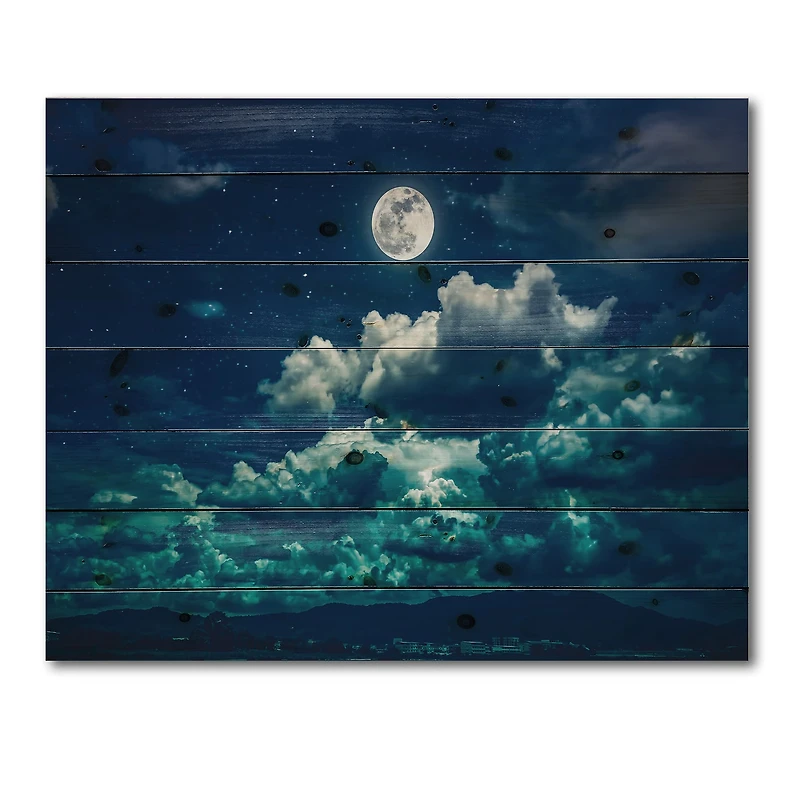 Designart - Full Moon In Cloudy Night Sky II