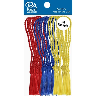 PA Paper™ Accents Red, Royal & Maize Tassels, 24ct.