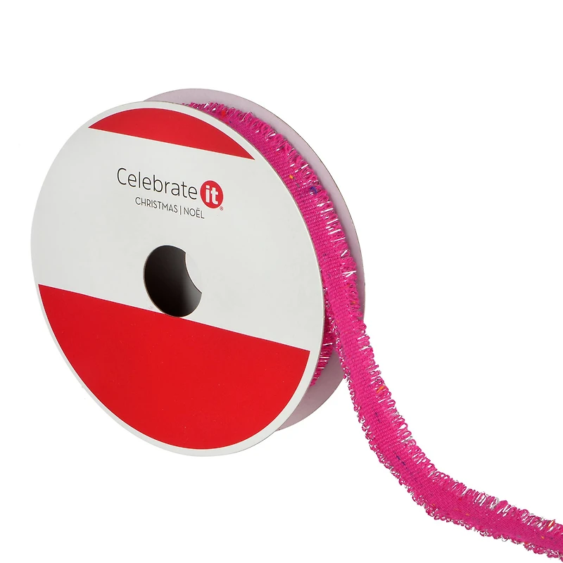 5/8" x 20ft. Hot Pink & Tinsel Grosgrain Ribbon by Celebrate It®