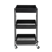Honey Can Do Black 3-Tier Folding Cart with Wheels