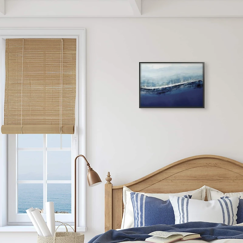 Stupell Industries Abstract Ocean Waves Blue Stormy Sky in Frame Wall Art