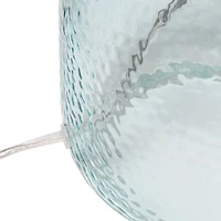 Lalia Home 20" Clear Blue Hammered Glass Jar Table Lamp with White Shade