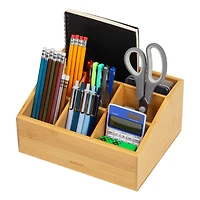 Mind Reader Desktop Organizer, 7-compartment, Office Essentials, Modern, Office, Bamboo, Brown