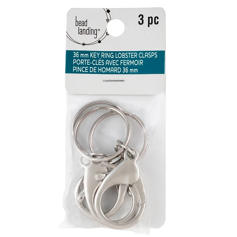 9 Packs: 3 ct. (27 total) Premium Rhodium Metal Keyring Lobsters by Bead Landing™