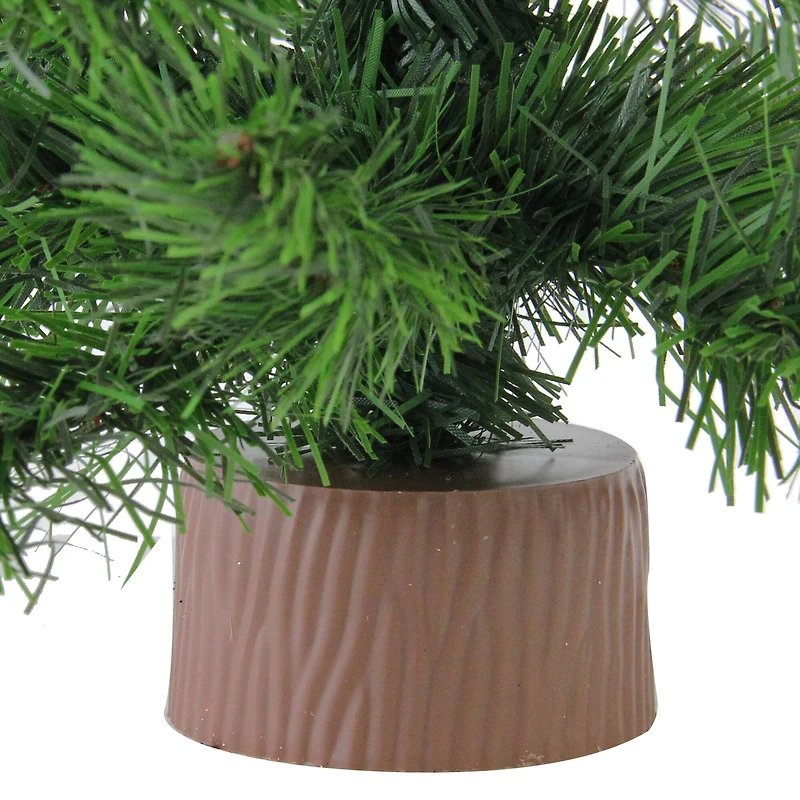 18" Unlit Mini Pine Artificial Christmas Tree in Faux Wood Base