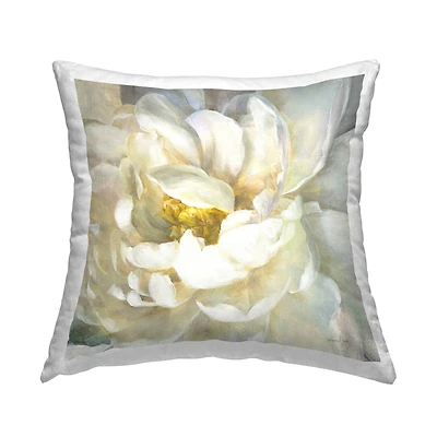 Stupell Industries Floral Close-Up Petals Nature Yellow White Painting Throw Pillow 18" x 18"