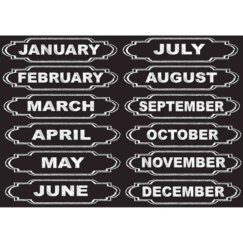 Ashley Productions Chalkboard Calendar Months Magnets, 6 Packs of 12
