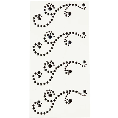 12 Packs: 4 ct. (48 total) Black Swirl Flourish Adhesive Rhinestones by Recollections™