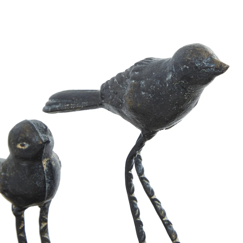 18" Gray Metal Farmhouse Birds Sculpture