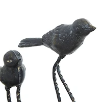 18" Gray Metal Farmhouse Birds Sculpture