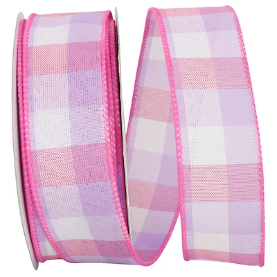 Reliant 1.5" x 20yd. Pastel Check Plaid Wired Ribbon